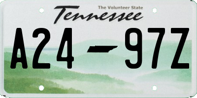 TN license plate A2497Z