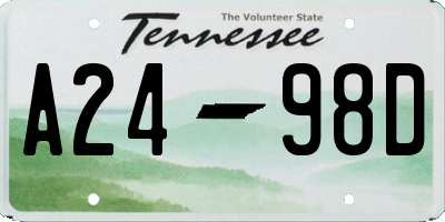 TN license plate A2498D