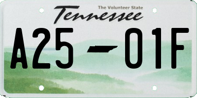 TN license plate A2501F
