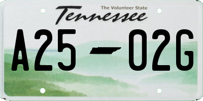 TN license plate A2502G