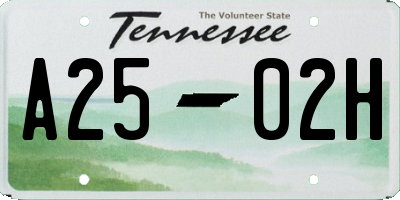 TN license plate A2502H