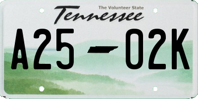 TN license plate A2502K