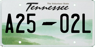 TN license plate A2502L