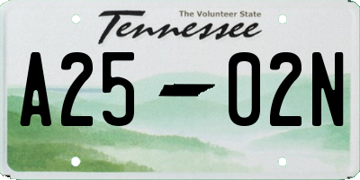 TN license plate A2502N