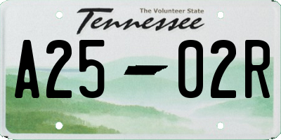 TN license plate A2502R