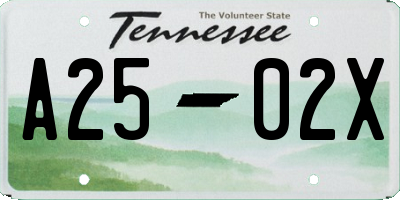 TN license plate A2502X