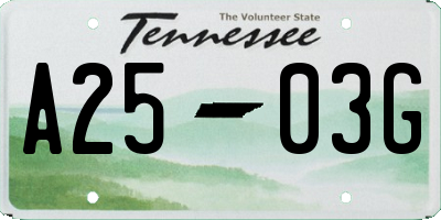 TN license plate A2503G