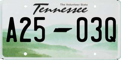 TN license plate A2503Q