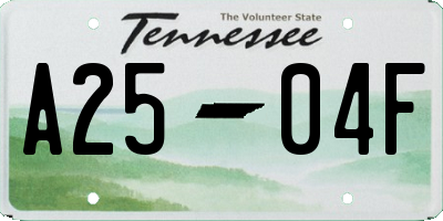 TN license plate A2504F
