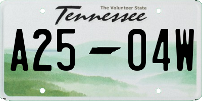 TN license plate A2504W