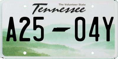 TN license plate A2504Y