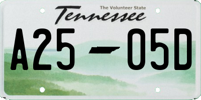 TN license plate A2505D