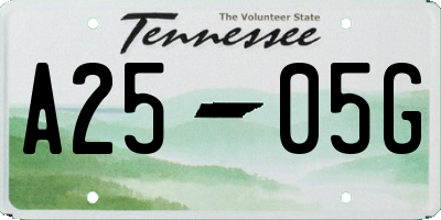 TN license plate A2505G