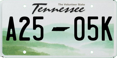 TN license plate A2505K