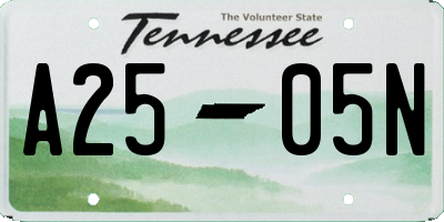 TN license plate A2505N