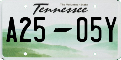 TN license plate A2505Y