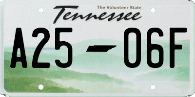 TN license plate A2506F