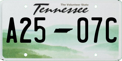 TN license plate A2507C
