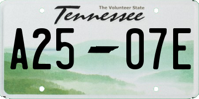 TN license plate A2507E