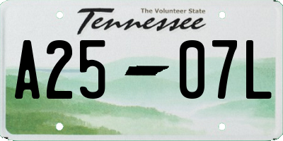 TN license plate A2507L