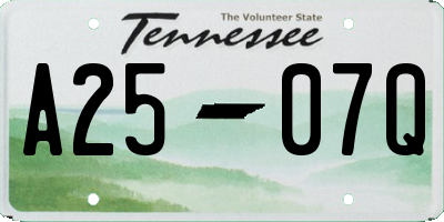 TN license plate A2507Q