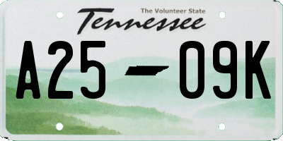 TN license plate A2509K