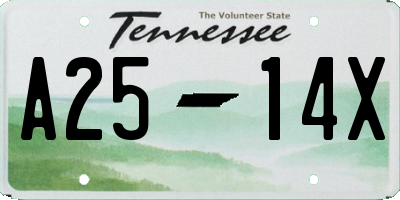 TN license plate A2514X