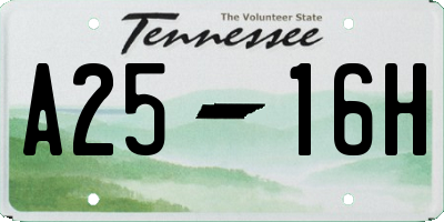 TN license plate A2516H