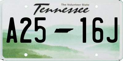 TN license plate A2516J
