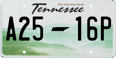 TN license plate A2516P