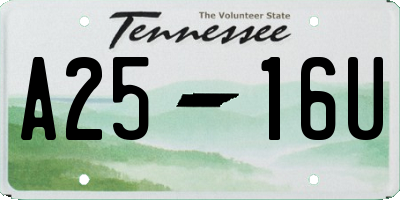 TN license plate A2516U