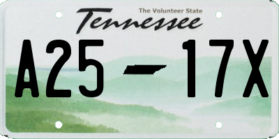 TN license plate A2517X
