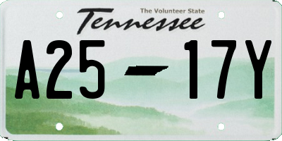TN license plate A2517Y