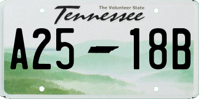 TN license plate A2518B