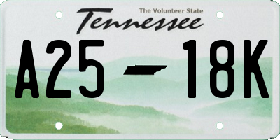 TN license plate A2518K