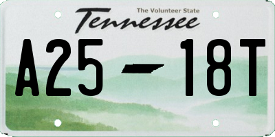 TN license plate A2518T