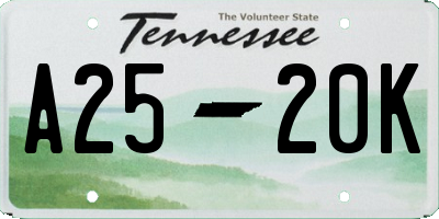 TN license plate A2520K
