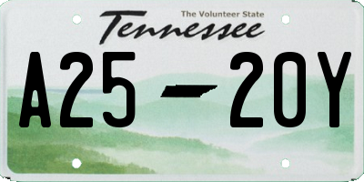 TN license plate A2520Y
