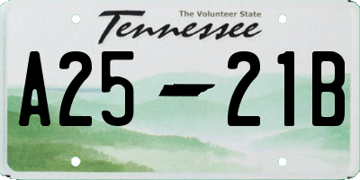 TN license plate A2521B