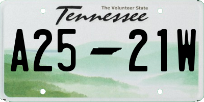 TN license plate A2521W