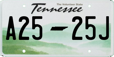 TN license plate A2525J