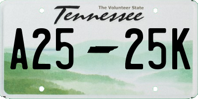 TN license plate A2525K