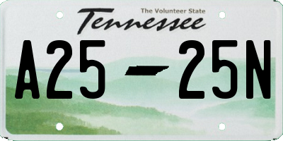 TN license plate A2525N