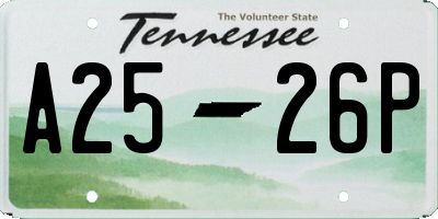 TN license plate A2526P