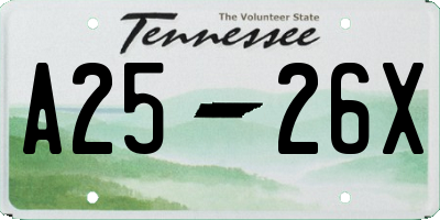 TN license plate A2526X