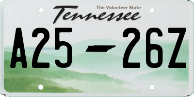 TN license plate A2526Z