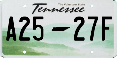 TN license plate A2527F