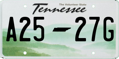 TN license plate A2527G