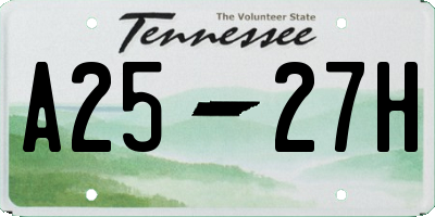 TN license plate A2527H