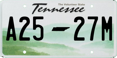 TN license plate A2527M